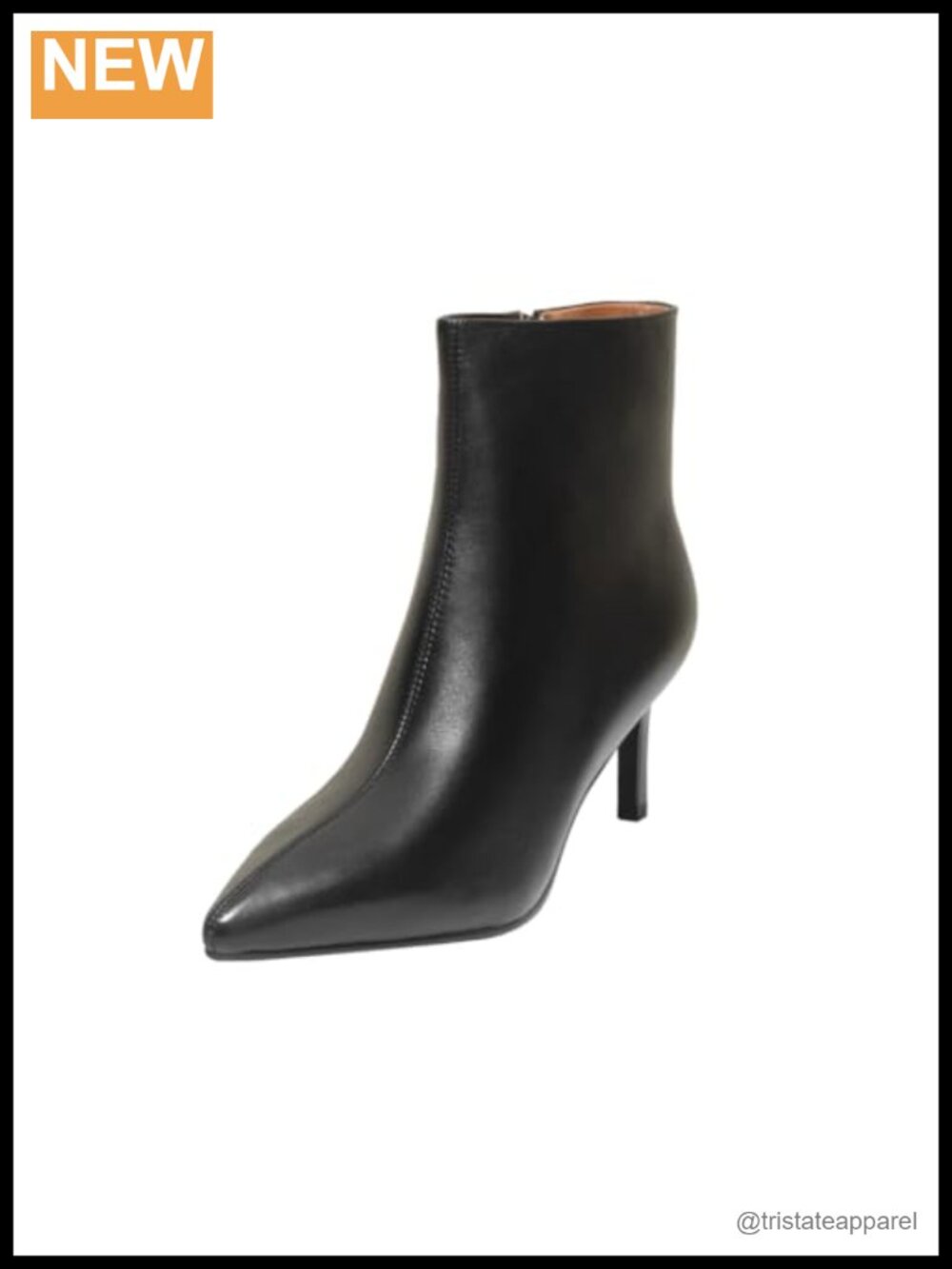 Leather Pointed Toe Stiletto Heel Ankle Booties